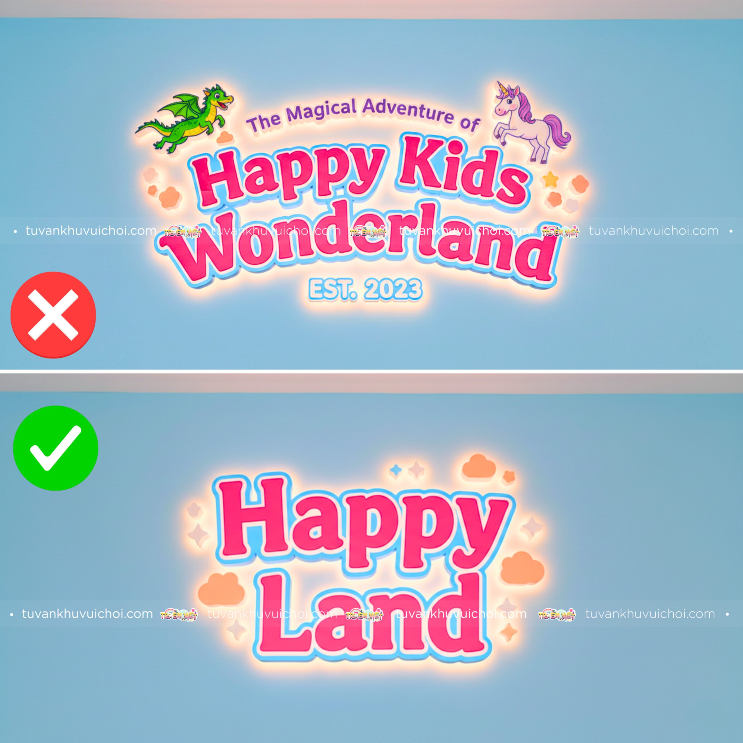 Không đặt tên khu vui chơi quá dài 