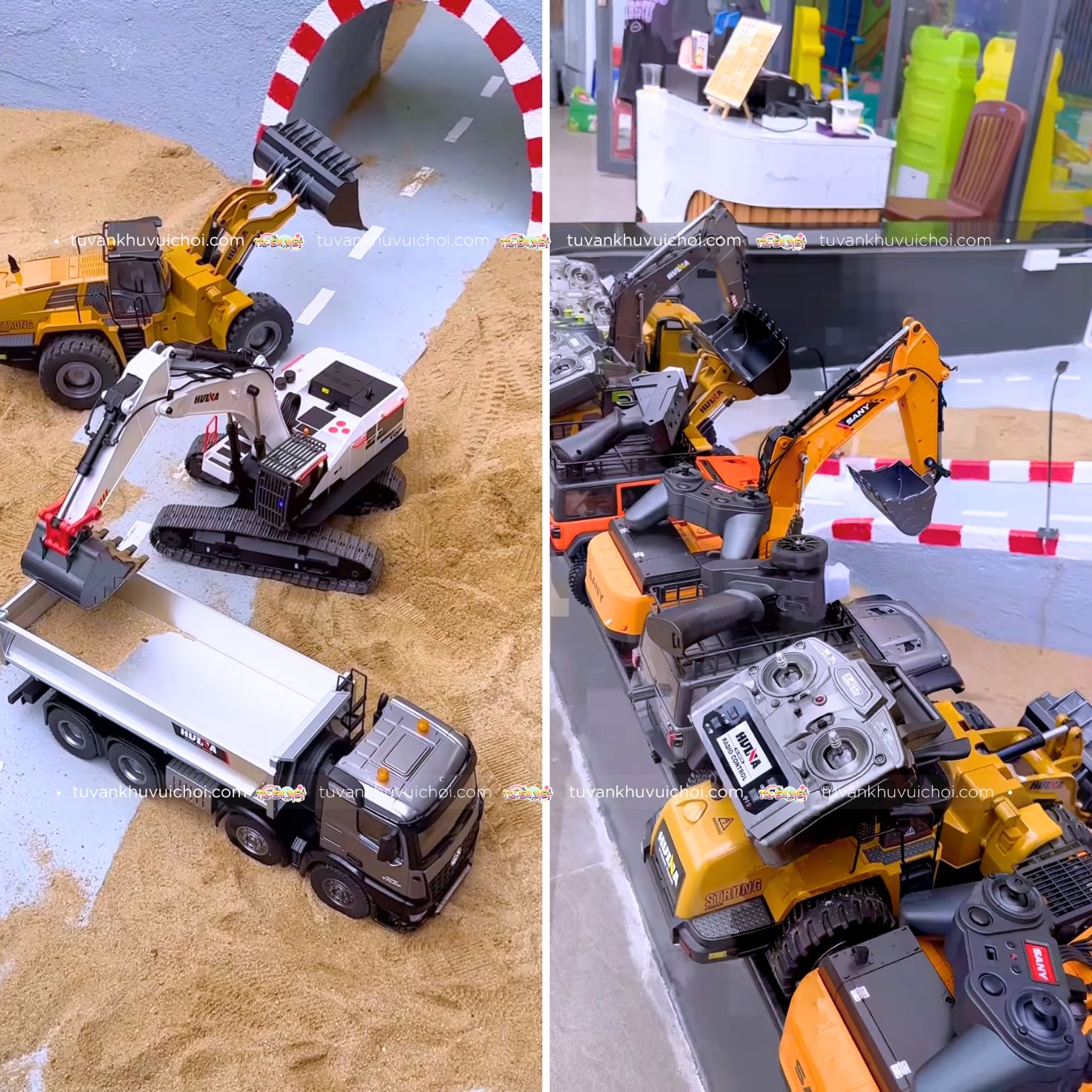 kids cafe kết hợp xe điều khiển cẩu