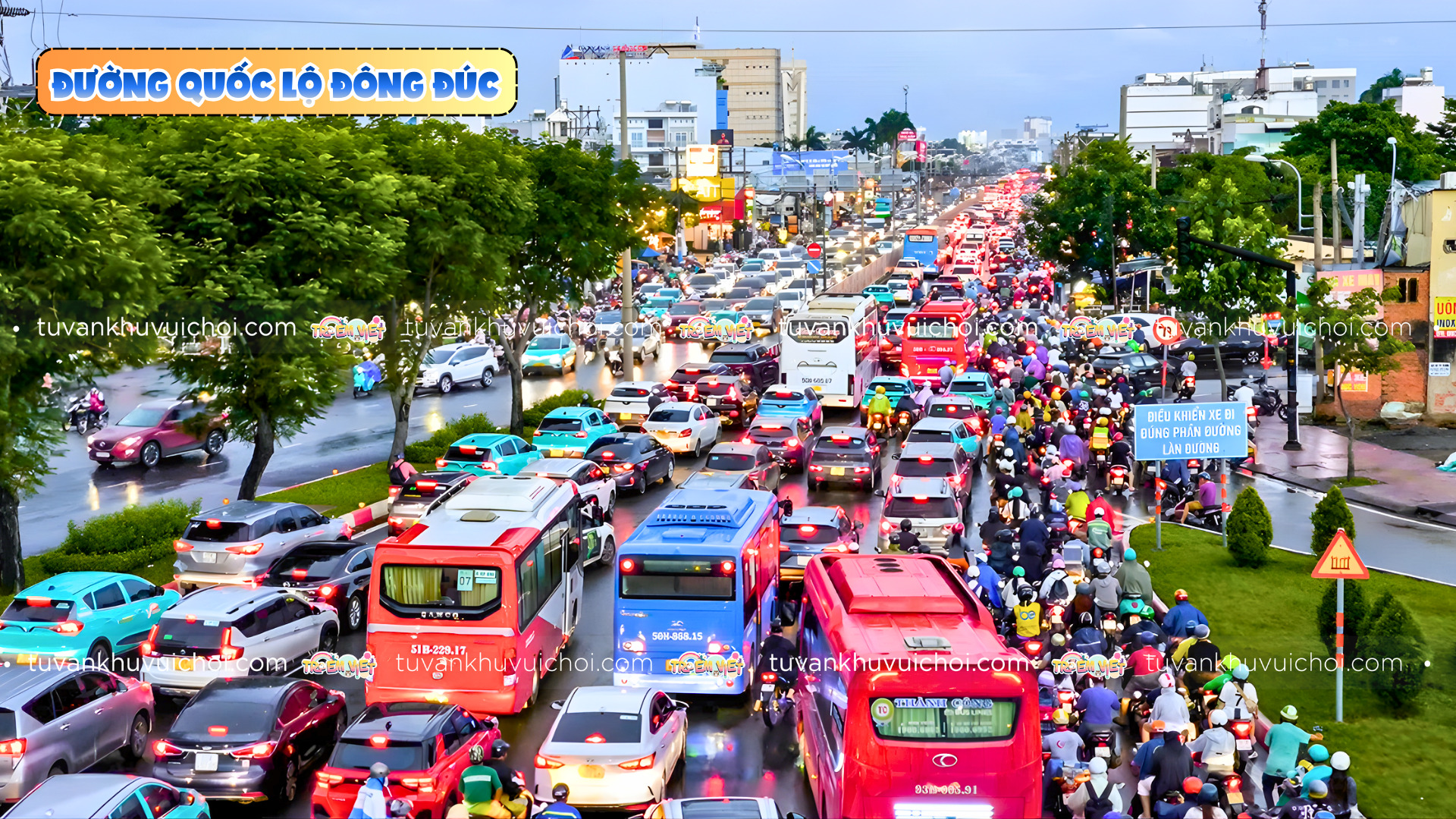 Đường quốc lộ đông đúc