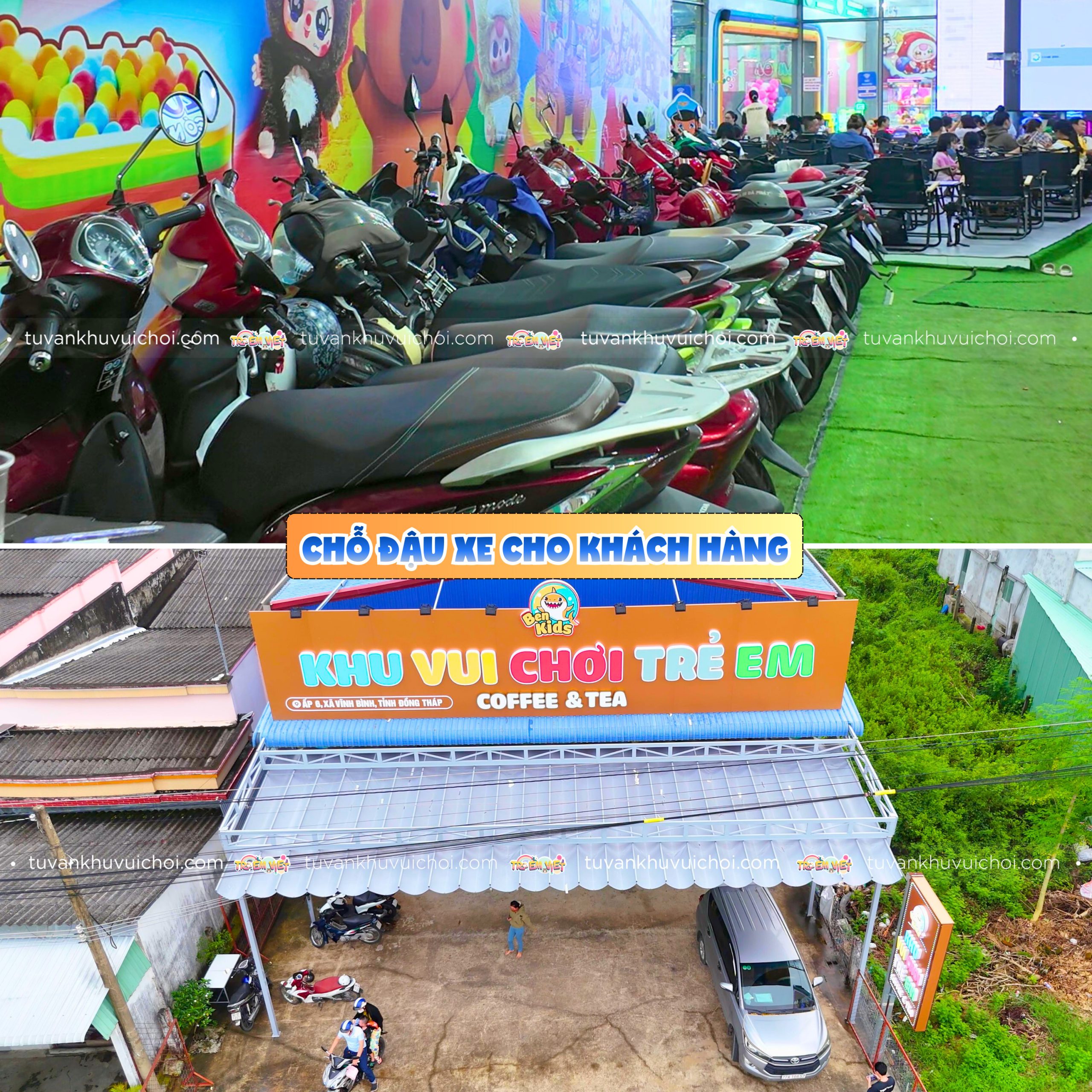 Chỗ để xe cho khách hàng tại khu vui chơi
