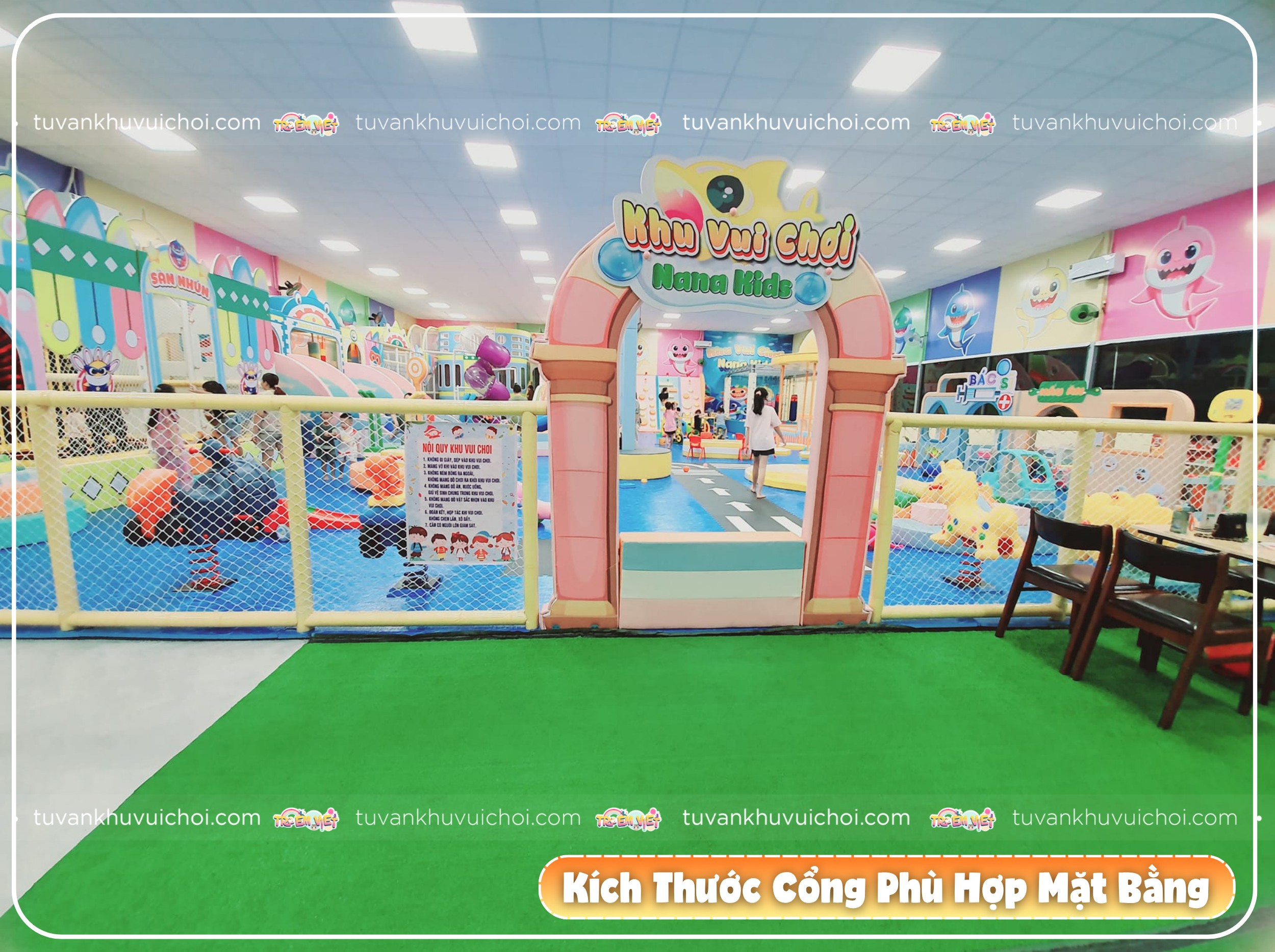 Thiết kế cổng khu vui chơi phù hợp kích thước mặt bằng