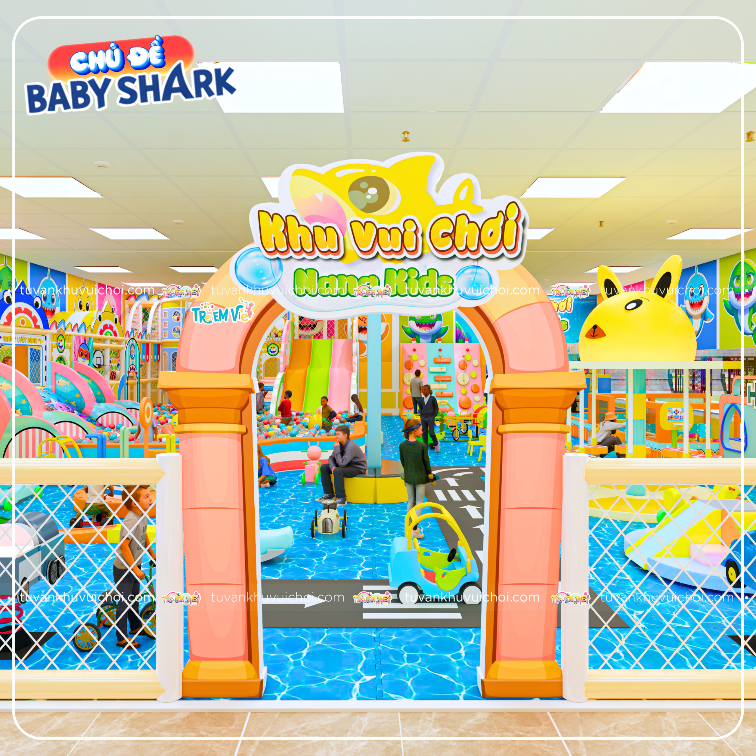 Thiết kế cổng khu vui chơi chủ đề Baby Shark