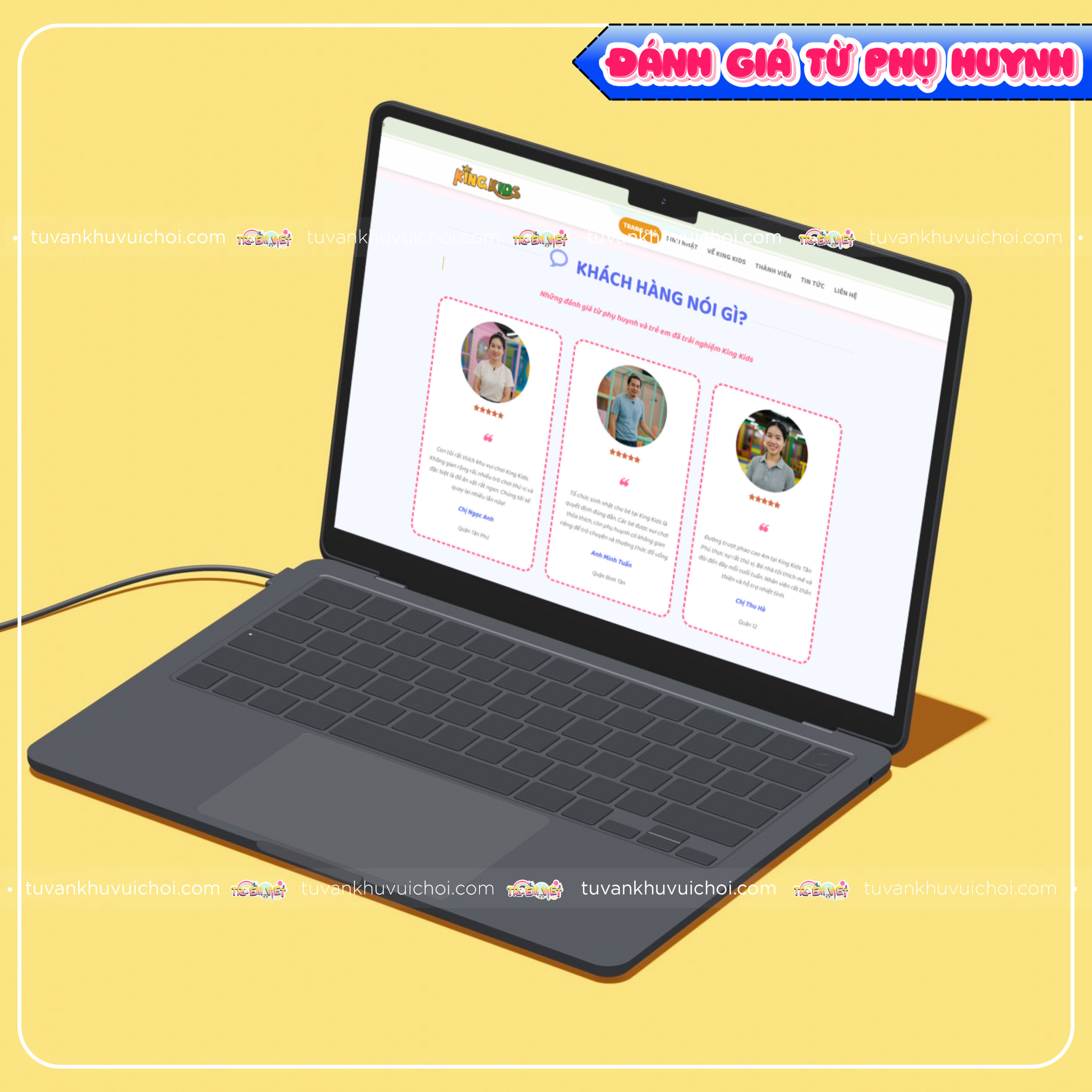 Đánh giá của phụ huynh cũng cần có trên website khu vui chơi