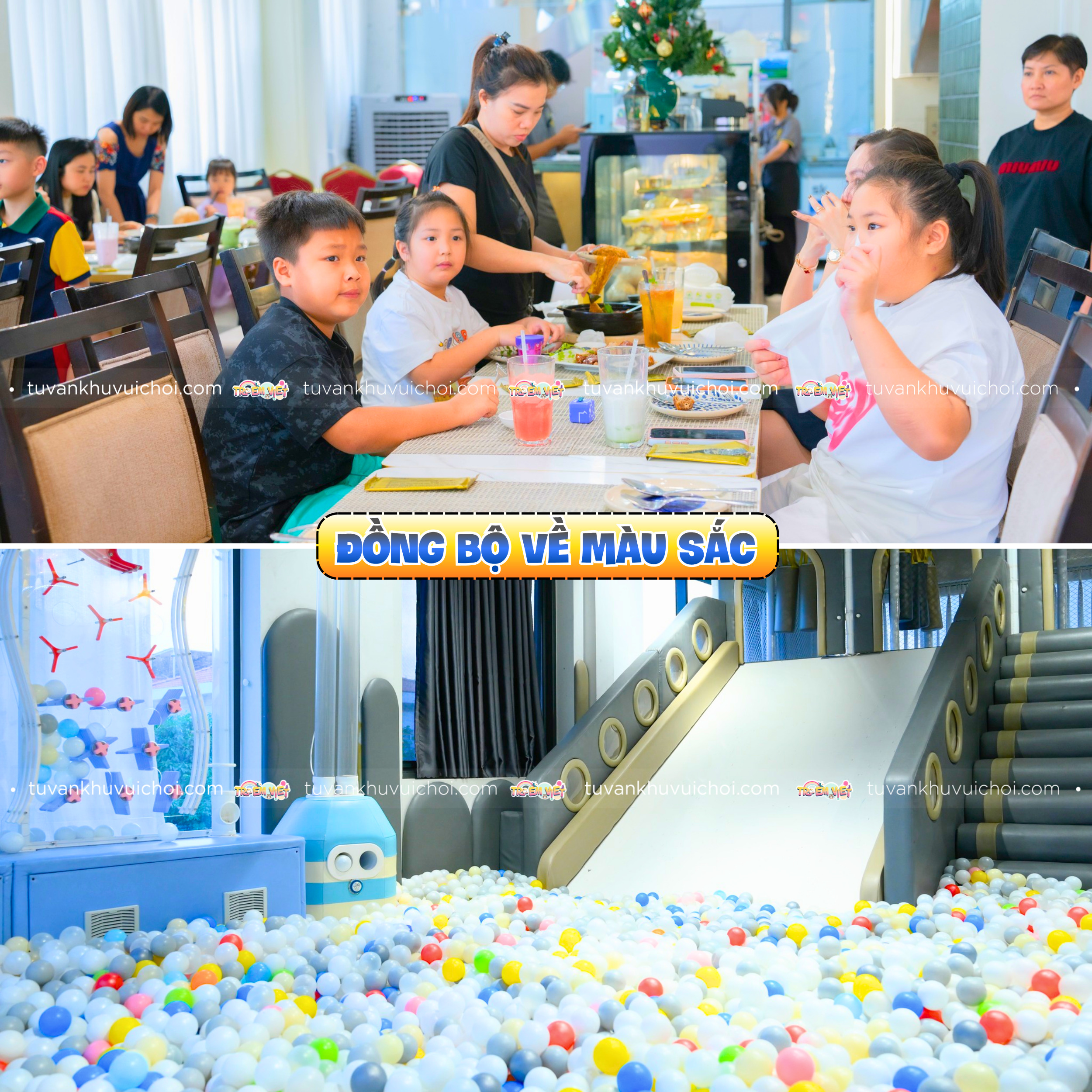 Sự đồng bộ về màu sắc trong kinh doanh nhà hàng có khu vui chơi trẻ em
