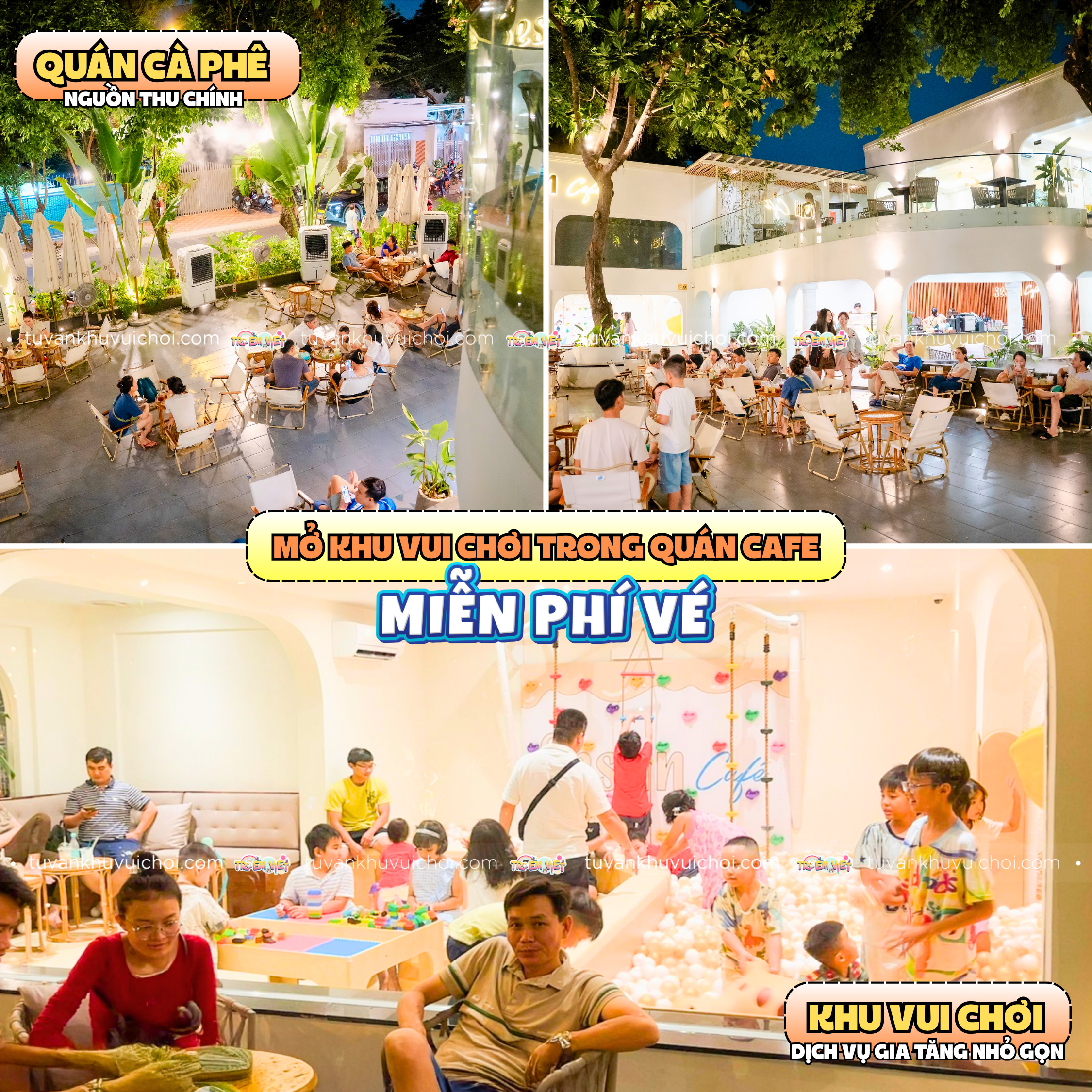 Mở khu vui chơi trẻ em trong quán cafe miễn phí vé