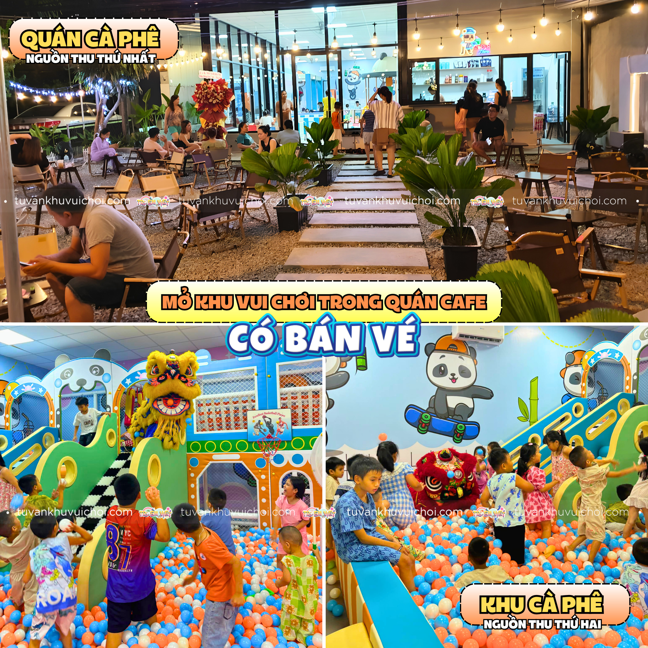 Mở khu vui chơi trẻ em trong quán cafe có bán vé
