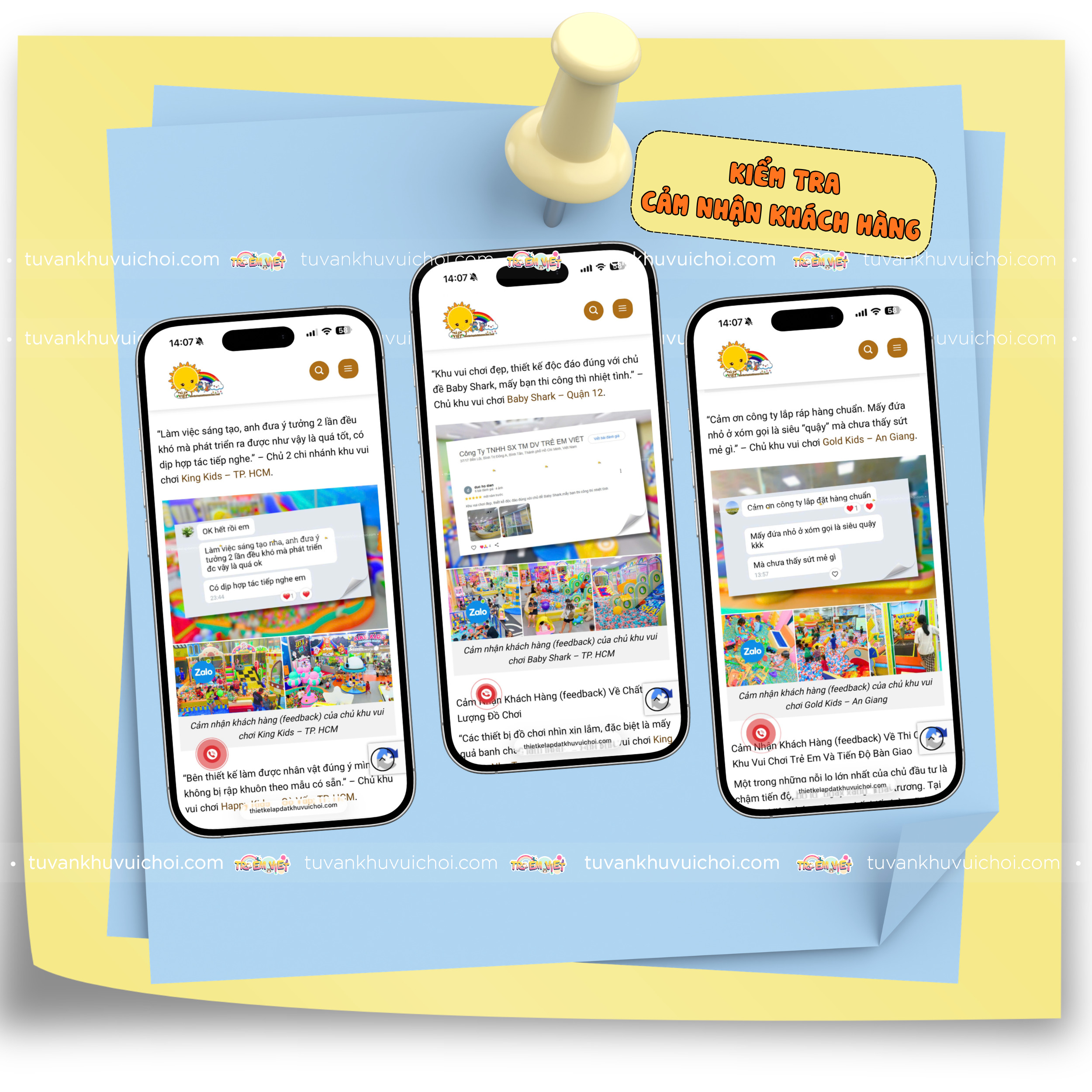 Cách kiểm tra uy tín công ty thi công khu vui chơi bằng feedback của khách cũ