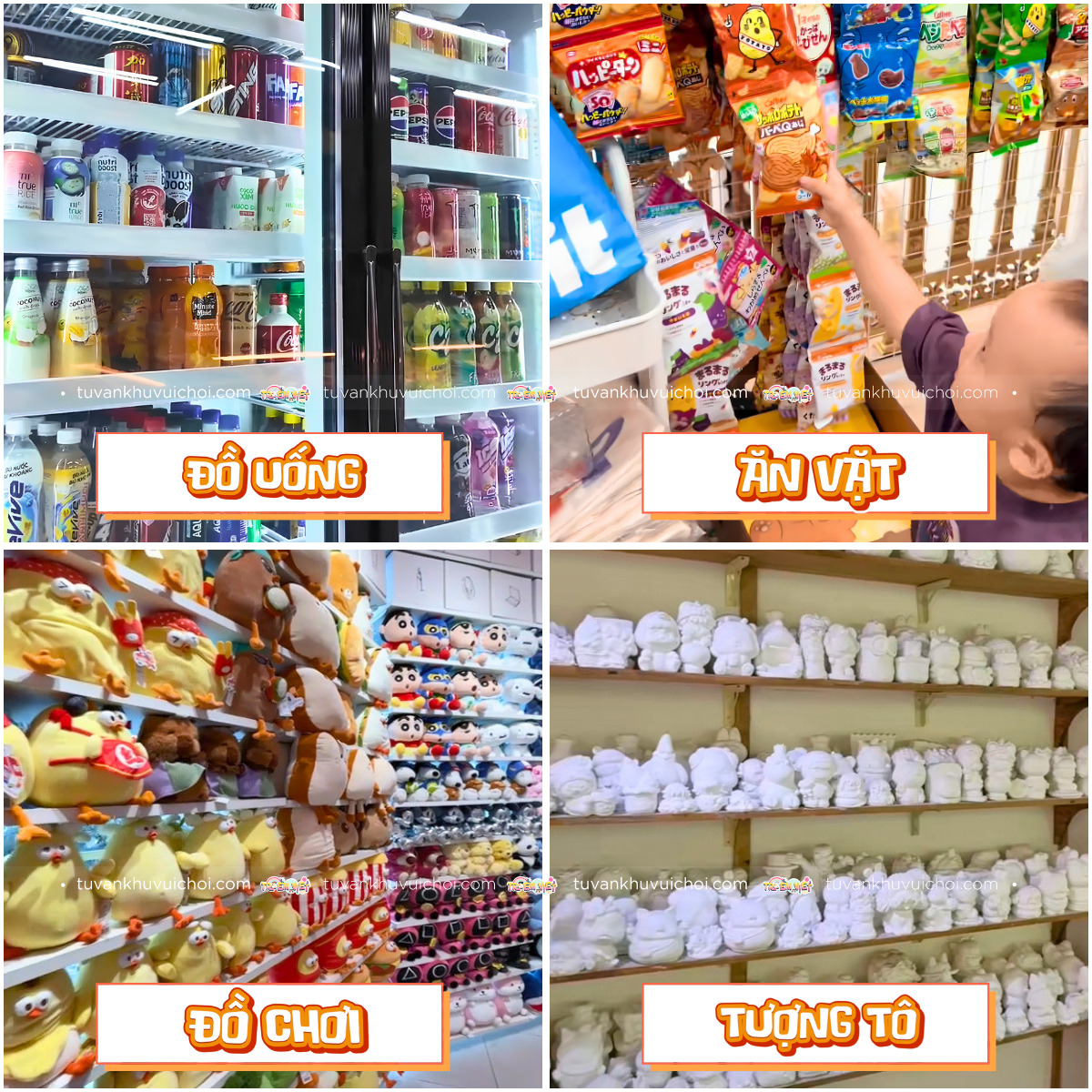 Các nhóm sản phẩm phổ biến được trưng bày tại khu vui chơi