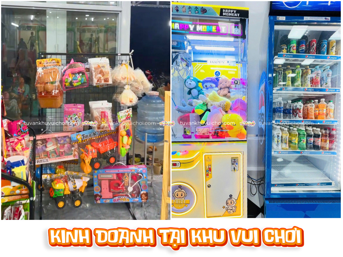 Đa dạng mặt hàng sản phẩm được trưng bày, kinh doanh tại khu vui chơi