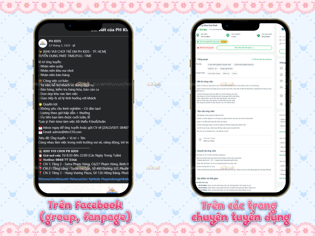 Các nền tảng để tuyển dụng nhân sự khu vui chơi trẻ em